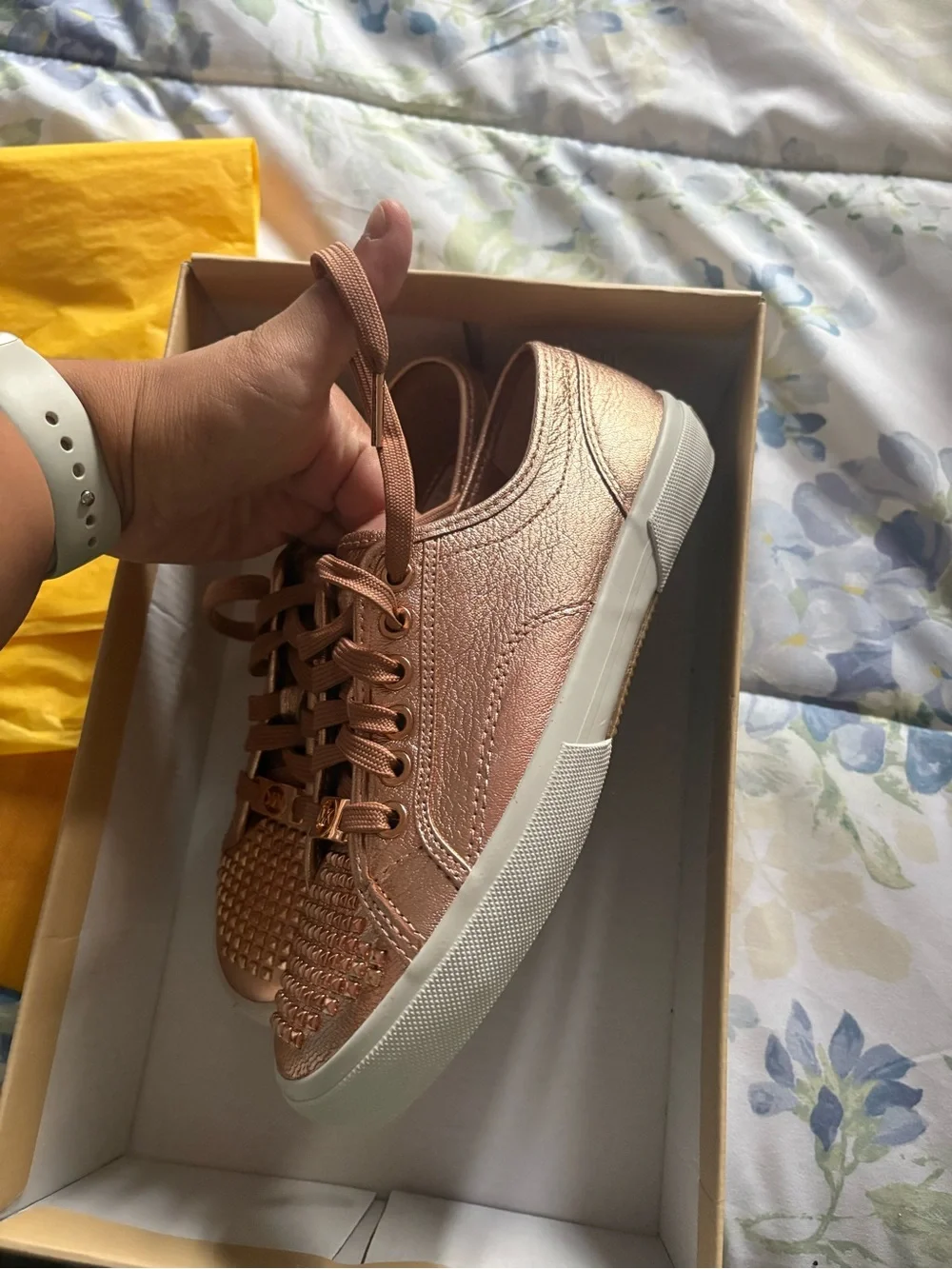 Michael Kors Rose Gold Embellished Women's Sneakers